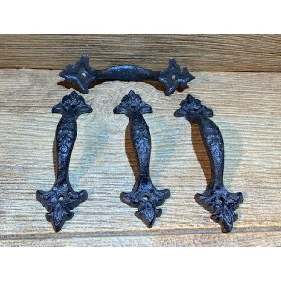 ONE Cast Iron Fleur-De-Lis Door Handles 0040 - Picture 9 of 12